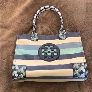 Tory Burch Ella Canvas Striped Tote
